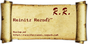 Reinitz Rezső névjegykártya